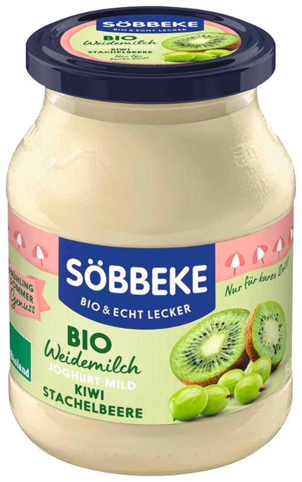 Produktfoto zu Bio Weidemilch Joghurt mild Kiwi-Stachelbeere, 3,8 % Fett