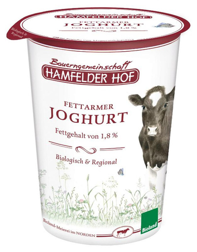 Produktfoto zu Hamfelder Hof Fettarmer Joghurt natur, 1,8 % Fett