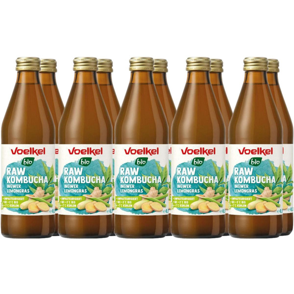 Produktfoto zu RAW Kombucha Ingwer Lemongras 10* 0,33 L