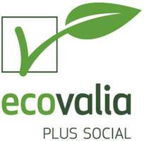 KI generiert: Das Bild zeigt das Logo von "Ecovalia Plus Social", bestehend aus einem grünen Blatt und einem Häkchen in einem Quadrat. Der Schriftzug ist in grüner Farbe gehalten und symbolisiert vermutlich ein ökologisches oder soziales Engagement.