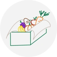 Icon einer gepackten Biokiste